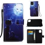 For iPhone 12 / 12 Pro Painted Flat Texture Leather Case with Lanyard & Card Slot & Wallet & Holder(Cat And Sun)