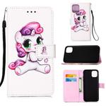 For iPhone 12 Pro Max Painted Flat Texture Leather Case with Lanyard & Card Slot & Wallet & Holder(Playful Pony)