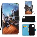 For iPhone 12 Pro Max Painted Flat Texture Leather Case with Lanyard & Card Slot & Wallet & Holder(Mirror Cat)
