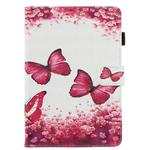 For Amazon Kindle Fire HD 8 (2020) 3D Painted Flat Leather Case with Card Slot & Wallet & Holder & Sleep / Wake-up Function(Rose Red Butterfly)