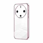 For Huawei Mate 60 RS Ultimate Transparent Plating Fine Hole Phone Case(Pink)