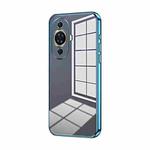 For Huawei nova 11 Transparent Plating Fine Hole Phone Case(Blue)