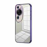 For Huawei P60 Art Transparent Plating Fine Hole Phone Case(Purple)