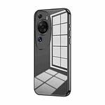 For Huawei P60 Art Transparent Plating Fine Hole Phone Case(Black)