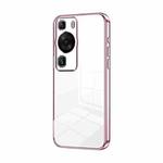 For Huawei P60 / P60 Pro Transparent Plating Fine Hole Phone Case(Pink)