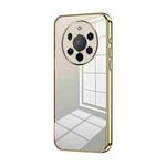 For Huawei Mate 40 Pro+ Transparent Plating Fine Hole Phone Case(Gold)