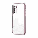 For Huawei nova 7 SE / P40 lite 5G Transparent Plating Fine Hole Phone Case(Pink)