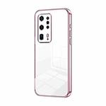 For Huawei P40 Pro+ Transparent Plating Fine Hole Phone Case(Pink)