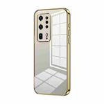 For Huawei P40 Pro+ Transparent Plating Fine Hole Phone Case(Gold)