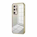 For Huawei P40 Pro Transparent Plating Fine Hole Phone Case(Gold)