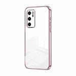 For Huawei P40 Transparent Plating Fine Hole Phone Case(Pink)