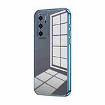 For Huawei P40 Transparent Plating Fine Hole Phone Case(Blue)