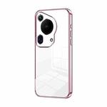 For Huawei Pura 70 Ultra Transparent Plating Fine Hole Phone Case(Pink)