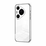 For Huawei Pura 70 Pro Transparent Plating Fine Hole Phone Case(Silver)