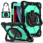 For iPad 10.2 2021 / 2020 / 2019 Contrast Color Robot Silicone Hybrid PC Tablet Case(Black Mint Green)