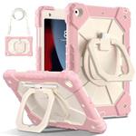 For iPad 10.2 2021 / 2020 / 2019 Contrast Color Robot Silicone Hybrid PC Tablet Case(Rose Gold Beige)