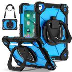 For iPad Air / Air 2 / 9.7 2018/2017 Contrast Color Robot Silicone Hybrid PC Tablet Case(Black Blue)