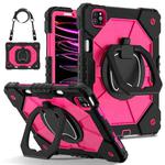 For iPad Pro 11 2022 / Air 10.9 2022 Contrast Color Robot Silicone Hybrid PC Tablet Case(Black Rose Red)