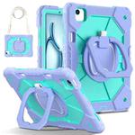 For iPad Air 11 2024 Contrast Color Robot Silicone Hybrid PC Tablet Case(Purple Mint Green)