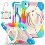 For iPad Air 11 2024 Contrast Color Robot Silicone Hybrid PC Tablet Case(Colorful Blue)