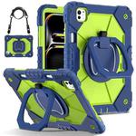 For iPad Pro 11 2024 Contrast Color Robot Silicone Hybrid PC Tablet Case(Navy Yellow Green)