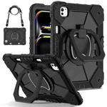 For iPad Pro 11 2024 Contrast Color Robot Silicone Hybrid PC Tablet Case(Black)