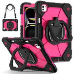 For iPad Pro 11 2024 Contrast Color Robot Silicone Hybrid PC Tablet Case(Black Rose Red)