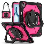 For iPad Air 13 2024 Contrast Color Robot Silicone Hybrid PC Tablet Case(Black Rose Red)