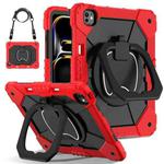 For iPad Pro 13 2024 Contrast Color Robot Silicone Hybrid PC Tablet Case(Red Black)