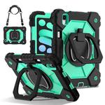 For iPad mini 2024 / mini 6 Contrast Color Robot Silicone Hybrid PC Tablet Case(Black Mint Green)