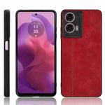 For Motorola Moto G04 / Moto G24 Cow Pattern Sewing Back Cover Phone Case(Red)