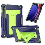For Samsung Galaxy Tab S9 FE / S9 T Holder Robot Silicone Hybrid PC Tablet Case(Navy Yellow Green)