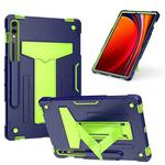 For Samsung Galaxy Tab S9 FE+ / S9+ T Holder Robot Silicone Hybrid PC Tablet Case(Navy Yellow Green)