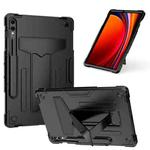 For Samsung Galaxy Tab S9 FE+ / S9+ T Holder Robot Silicone Hybrid PC Tablet Case(Black)