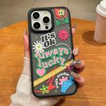 For iPhone 15 Pro Trendy Graffiti Noctilucent Phone Cases(Lucky)