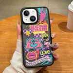 For iPhone 14 Trendy Graffiti Noctilucent Phone Cases(Heart)