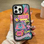 For iPhone 14 Pro Max Trendy Graffiti Noctilucent Phone Cases(Heart)