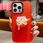For iPhone 13 Pro New Year Lion Dance Plush Doll Phone Case(Lucky Cat)