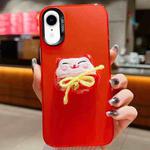 For iPhone XR New Year Lion Dance Plush Doll Phone Case(Lucky Cat)