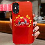 For iPhone XS Max New Year Lion Dance Plush Doll Phone Case(Dragon)