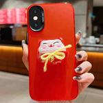 For iPhone XS Max New Year Lion Dance Plush Doll Phone Case(Lucky Cat)