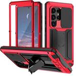 For Samsung Galaxy S25 Ultra 5G R-JUST Sliding Camera Life Waterproof Holder Phone Case(Red)
