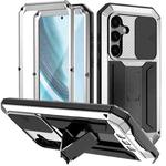 For Samsung Galaxy S25+ 5G R-JUST Sliding Camera Life Waterproof Holder Phone Case(Silver)