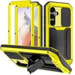 For Samsung Galaxy S25 5G R-JUST Sliding Camera Life Waterproof Holder Phone Case(Yellow)