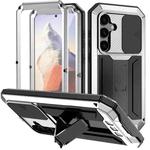 For Samsung Galaxy S25 5G R-JUST Sliding Camera Life Waterproof Holder Phone Case(Silver)