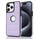 For iPhone 15 Pro Max Piano Key Hollow Cutout PU Phone Case(Light Purple)