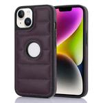 For iPhone 14 Plus Piano Key Hollow Cutout PU Phone Case(Dark Purple)