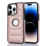 For iPhone 14 Pro Max Piano Key Hollow Cutout PU Phone Case(Rose Gold)