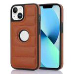 For iPhone 13 Piano Key Hollow Cutout PU Phone Case(Brown)