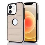 For iPhone 12 / 12 Pro Piano Key Hollow Cutout PU Phone Case(Apricot)